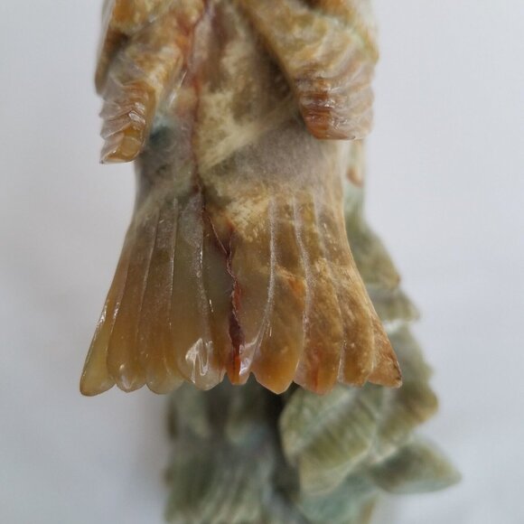 Hand Carved Song Birds 8" Hardstone Green to Golden Brown Audubon Chinese ? - Picture 6 of 16